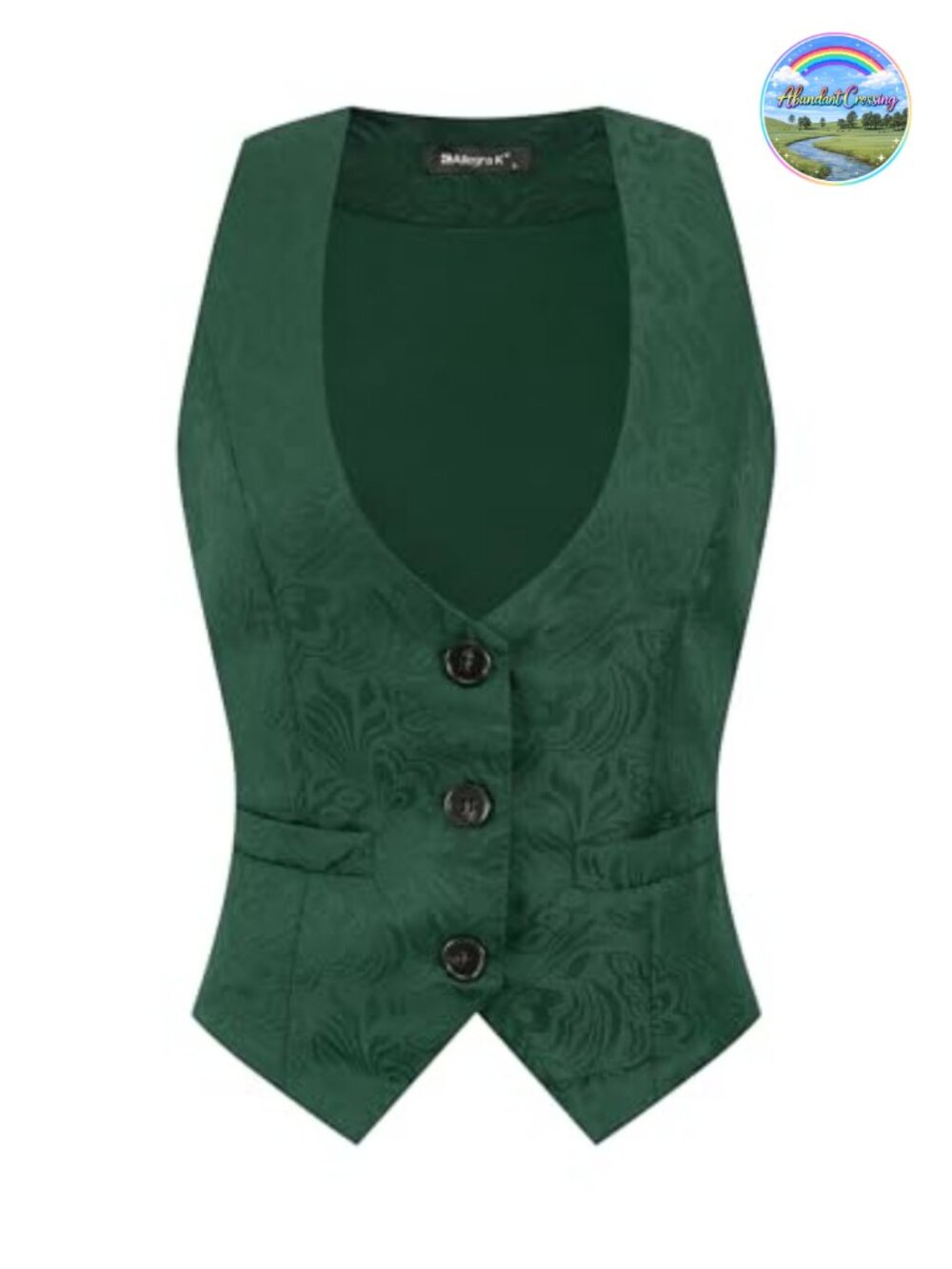 Jacquard Vest Waistcoat with Pockets Button Closure Sleeveless Fully Lined